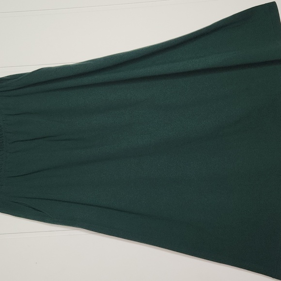 Y2K Lands End green jersey knit elastic waist casual modest  pull-on flowy skirt - Picture 3 of 7